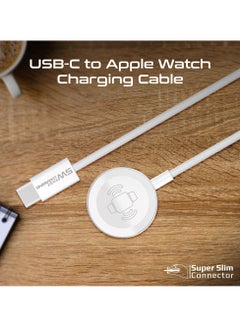 PROMATE Promate USB-C to Apple Watch Super Fast Charging Cable 1.2m Durable Braided 5W Charging Power White  - Image 3