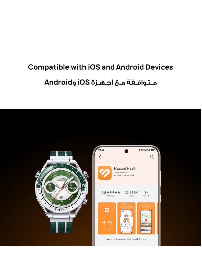 HUAWEI - Watch Ultimate Smartwatch, Zirconium-Based Liquid Metal, Data-Driven Health Monitoring, Golf Course Mode, Offline Contour Maps, 100-Metre Water Resistance, Two-Week Battery Life, Ios & Android Green - Image 1