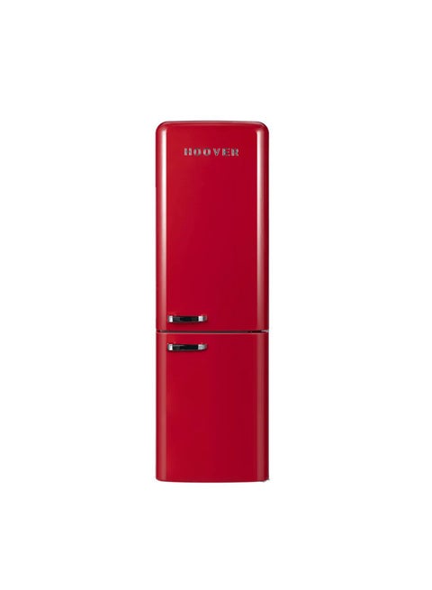 300L Bottom Mount Retro Style Refrigerator, Total No Frost Design, Metal Texture Handle, Electronic Control & LED Light, Silver Strip & Ice Twister, 1 Year Warranty,Red - HBR-M300-RR HBR-M300-RR Red