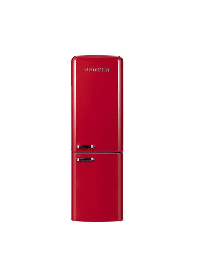 300L Bottom Mount Retro Style Refrigerator, Total No Frost Design, Metal Texture Handle, Electronic Control & LED Light, Silver Strip & Ice Twister, 1 Year Warranty,Red - HBR-M300-RR HBR-M300-RR Red