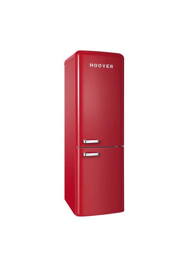 300L Bottom Mount Retro Style Refrigerator, Total No Frost Design, Metal Texture Handle, Electronic Control & LED Light, Silver Strip & Ice Twister, 1 Year Warranty,Red - HBR-M300-RR HBR-M300-RR Red