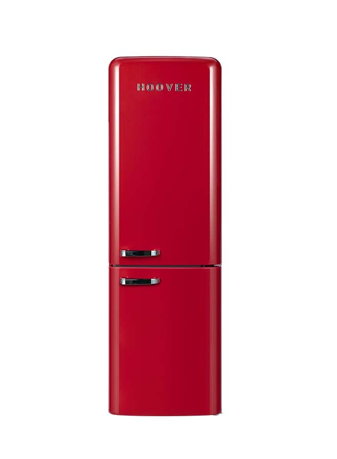 Hoover Bottom Mount Retro Refrigerator, 231L Net (300L Gross), Total No Frost, Electronic Control, LED Light, Metal Texture Handle, Ice Twister, Red – HBR-M300-RR HBR-M300-RR Red - Image 1