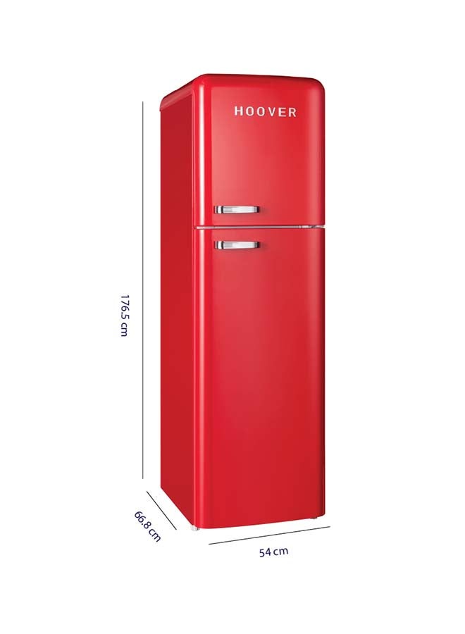 Hoover Bottom Mount Retro Refrigerator, 231L Net (300L Gross), Total No Frost, Electronic Control, LED Light, Metal Texture Handle, Ice Twister, Red – HBR-M300-RR HBR-M300-RR Red - Image 3