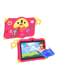 Kids Tablet Early Education Wi-Fi Android Tablet 7-inch Screen 6GB RAM 256GB ROM Portable Anti-drop Silicone Edge Built-in Stand Games and Zoom App Supported Pink