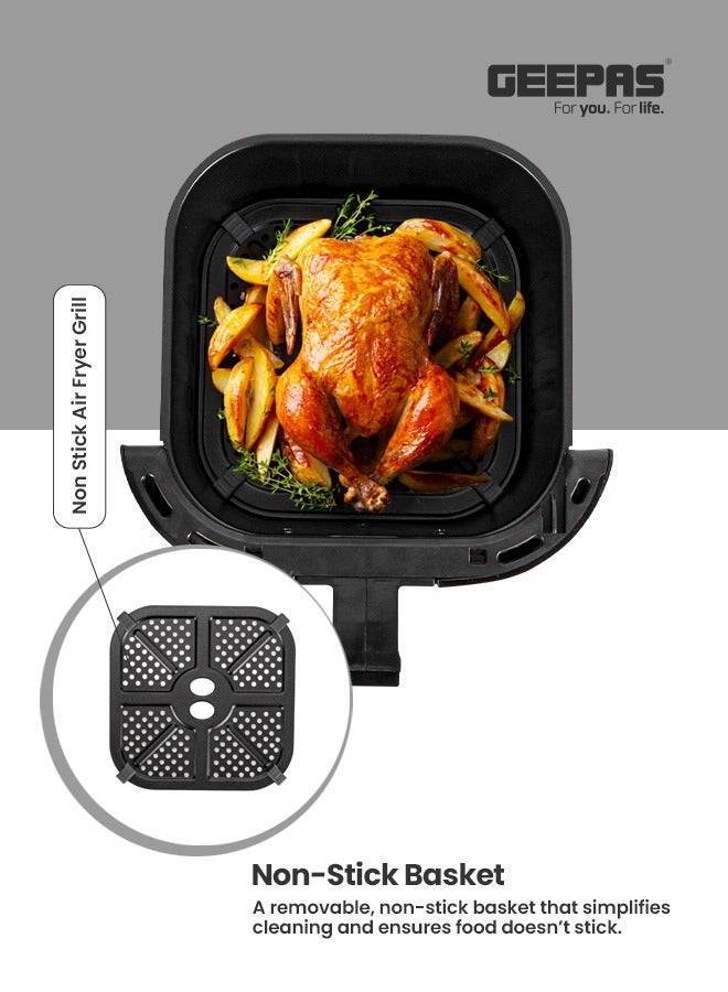 GEEPAS - Air Fryer Equipped With Vortex Air Frying Technology| 7 L Capacity With A Rack| Oil Free Cooking | Adjustable Timer And Temperature, 1-30 Minutes Timer| Ideal For Making Fries, Steak, Chicken, Cake, Meat, Bread | 2 Years Warranty 7 L 1800 W GAF37506 Silver - Image 1