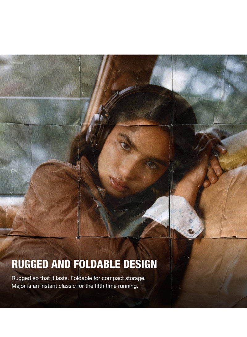 مارشال - Major V Bluetooth Headphones - Foldable Wireless Headphones Bluetooth With 100+ Hours Of Playtime, Brown - Image 1