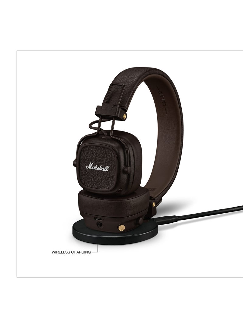 مارشال - Major V Bluetooth Headphones - Foldable Wireless Headphones Bluetooth With 100+ Hours Of Playtime, Brown - Image 1