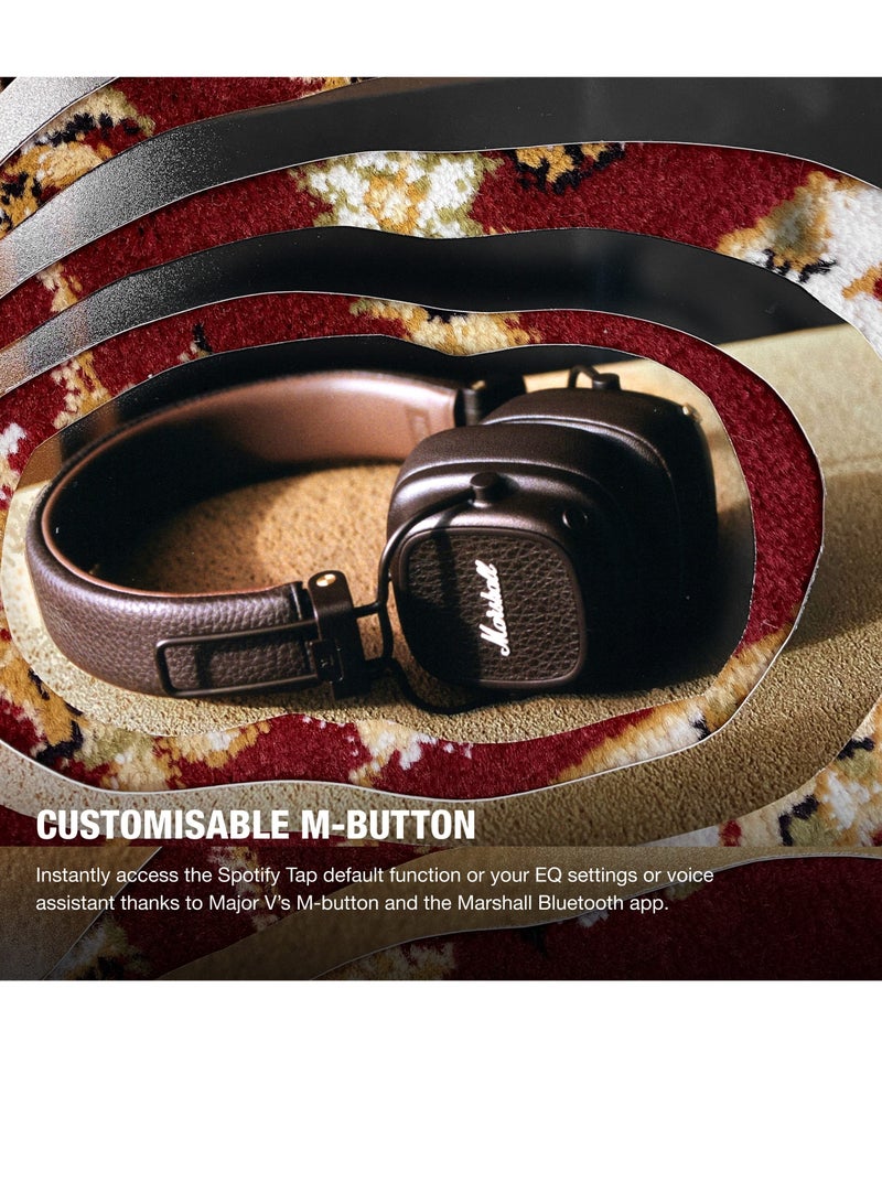 مارشال - Major V Bluetooth Headphones - Foldable Wireless Headphones Bluetooth With 100+ Hours Of Playtime, Brown - Image 1
