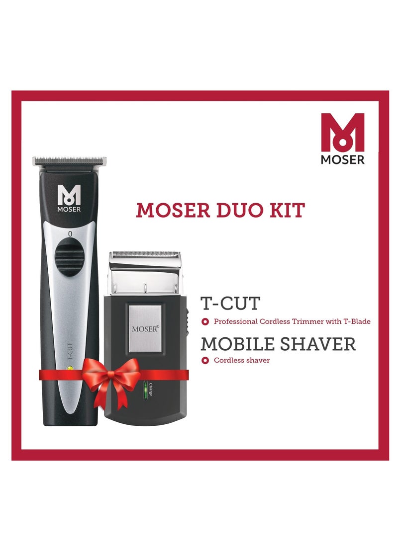 MOSER Duo Kit: T-Cut Beard Trimmer And Mobile Shaver (Made In Germany) | Professional Cordless Trimmer For Men | Rechargeable Shaver | High Precision Blade | Ultra-Close Cut | 1591-0170 + 3615-0052B Black - Image 3