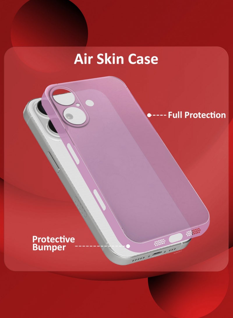 MARGOUN ( for iPhone 16 ) 2 Pack,Case Cover and Screen Protector Air Skin Series Back Cover Sturdy Durable Thin Case Drop Protection Cover Clear Pink - Image 3