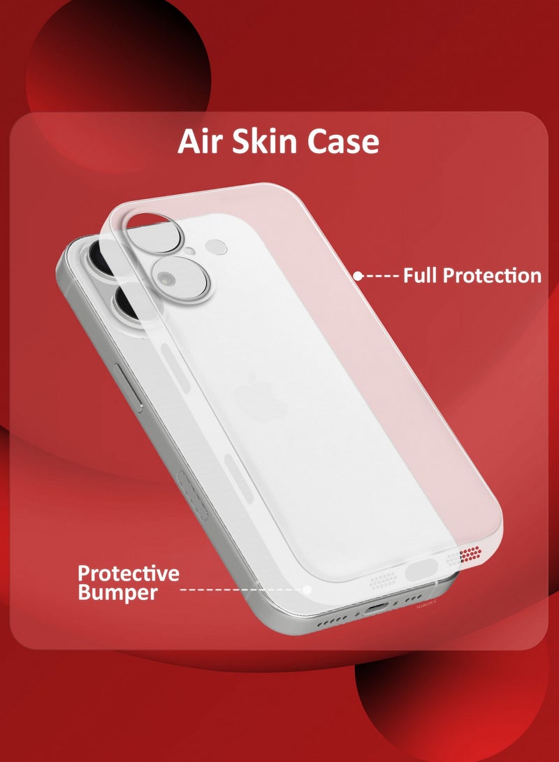 MARGOUN ( for iPhone 16 ) 2 Pack,Case Cover and Screen Protector Air Skin Series Back Cover Sturdy Durable Thin Case Drop Protection Cover Clear White - Image 3