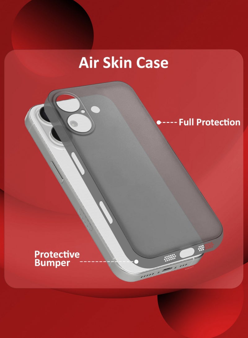 MARGOUN ( for iPhone 16 Plus ) 2 Pack,Case Cover and Screen Protector Air Skin Series Back Cover Sturdy Durable Thin Case Drop Protection Cover Clear Dark Grey - Image 3