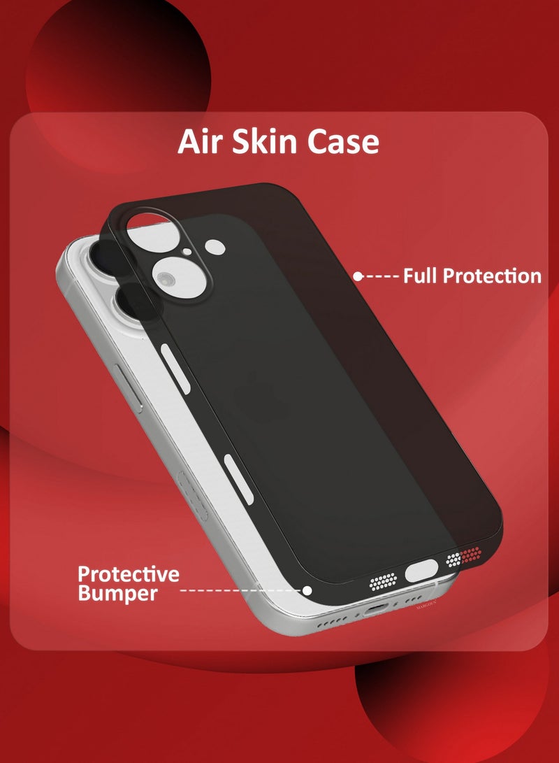 MARGOUN ( for iPhone 16 Plus ) 3 Pack,1 Case Cover and 2 Screen Protectors Air Skin Series Back Cover Sturdy Durable Thin Case Drop Protection Cover Clear Black - Image 3