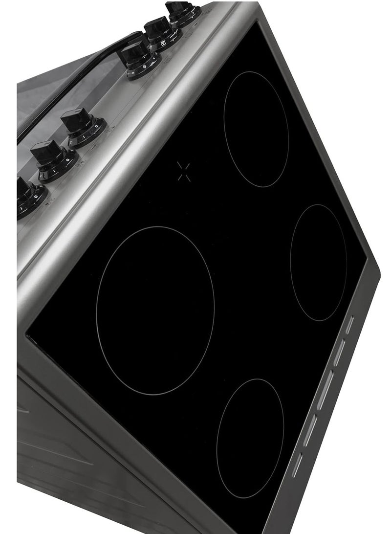 Wolf Power Freestanding 60X60 cm Ceramic Cooker, 4 Cooking Zones, 65 Liters Electric Oven with Turbo Fan, Stainless Steel, 1 Year Warranty WCR6060CERMF Silver/Black  - Image 4