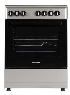 Wolf Power Freestanding 60X60 cm Ceramic Cooker, 4 Cooking Zones, 65 Liters Electric Oven with Turbo Fan, Stainless Steel, 1 Year Warranty WCR6060CERMF Silver/Black  - Image 5