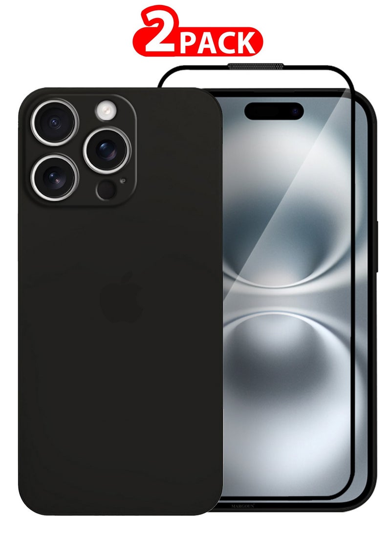 MARGOUN ( for iPhone 16 Pro Max ) 2 Pack,Case Cover and Screen Protector Air Skin Series Back Cover Sturdy Durable Thin Case Drop Protection Cover Clear Black - Image 1
