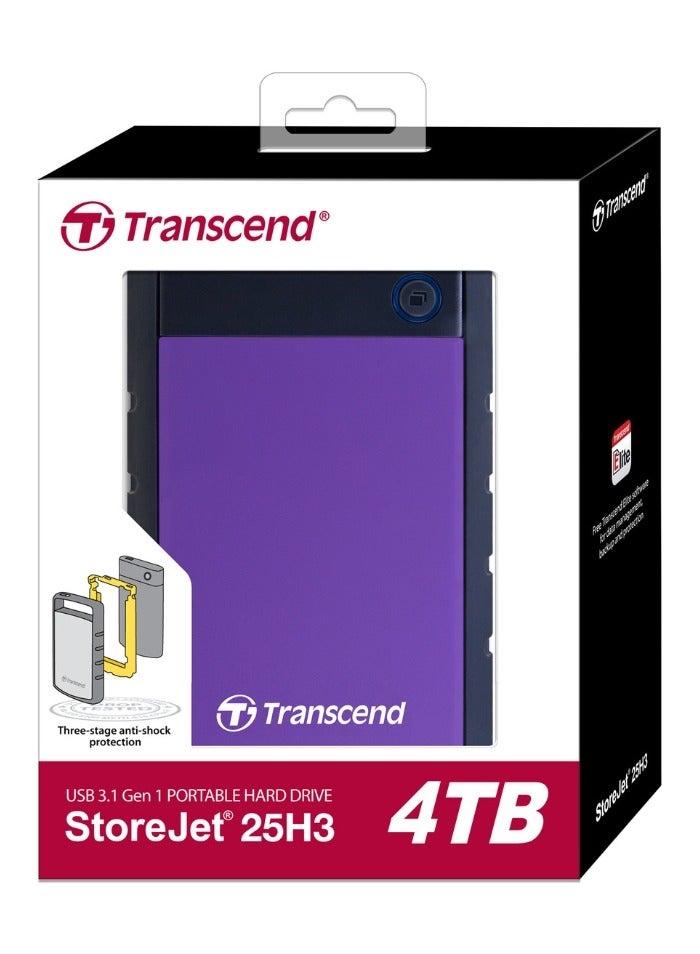 ترانسيند Rugged External Hard Drive USB 3.1 Gen 1 StoreJet 25H3P | TS4TSJ25H3P | Purple 4 TB  - Image 2
