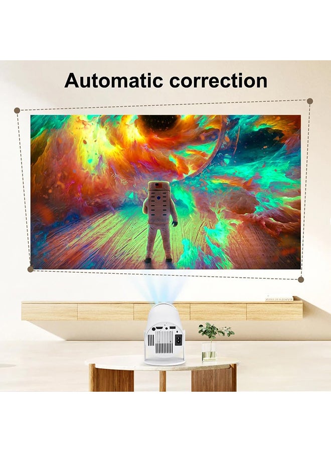 وونكت - Smart Mini Projector With 2 Game Consoles, 4K 1080P Support Portable Projector 150 ANSI 2.4/5G WiFi, Android 12.0, Outdoor Home Video Projector HY300 White - Image 1