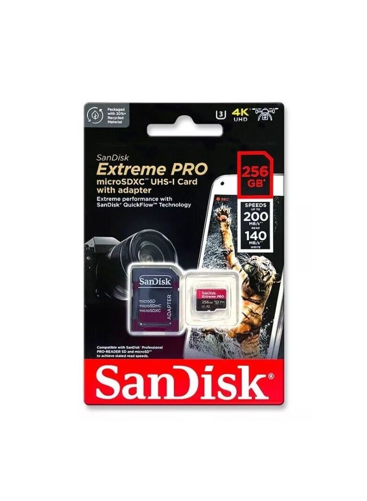 سانديسك Extreme Pro Microsdxc Memory Card + Sd Adapter With A2 App Performance Up To 170 Mb/S 256 GB  - Image 1