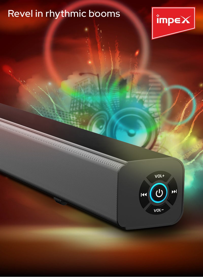 إمبكس - 2.0 Channel Sound Bar with 3000W PMPO Power, Bluetooth Version 5.0, LED Display, Remote Control, USB/AUX/HDMI/Optical Inputs SB 1401 Black - Image 1