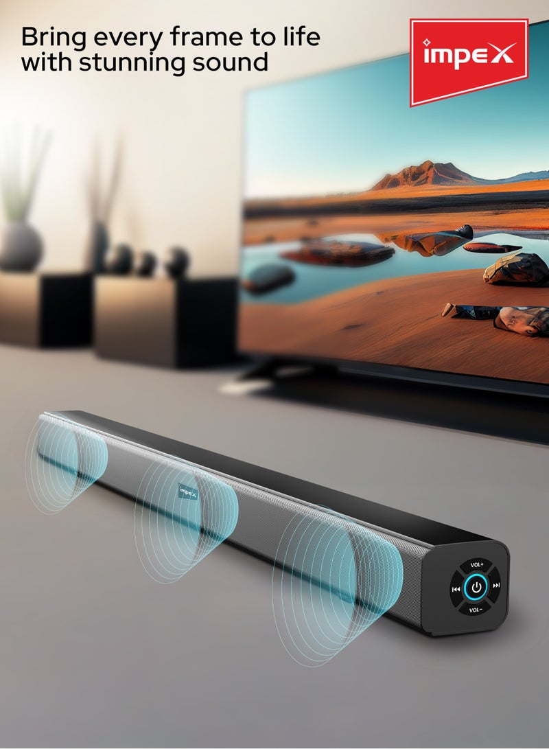 إمبكس - 2.0 Channel Sound Bar with 3000W PMPO Power, Bluetooth Version 5.0, LED Display, Remote Control, USB/AUX/HDMI/Optical Inputs SB 1401 Black - Image 1
