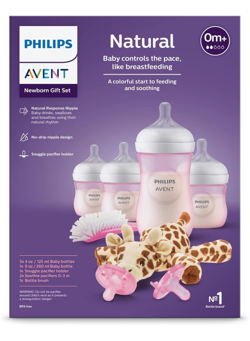 PHILIPS AVENT Natural Baby Bottle with Natural Response , Pink Baby Gift Set with Snuggle  - Image 2