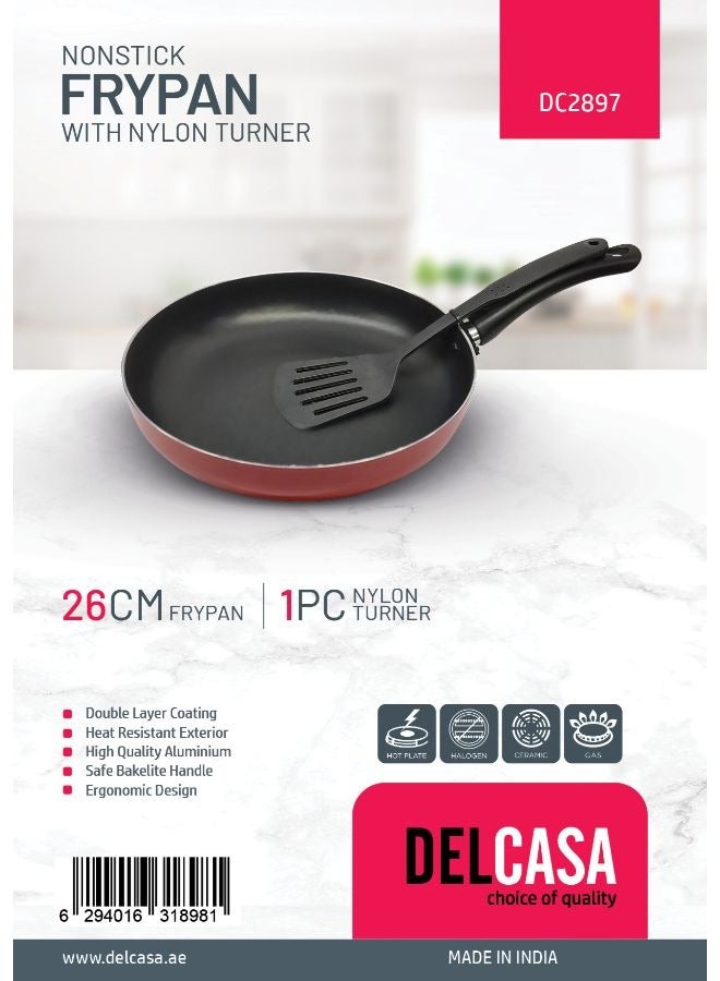 DELCASA Frypan with Nylon Turner Black 26cm - Image 2