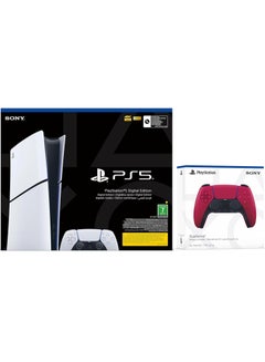 PlayStation 5 Slim Digital Console (KSA Version) With Extra Dualsense Wireless Controller - Red