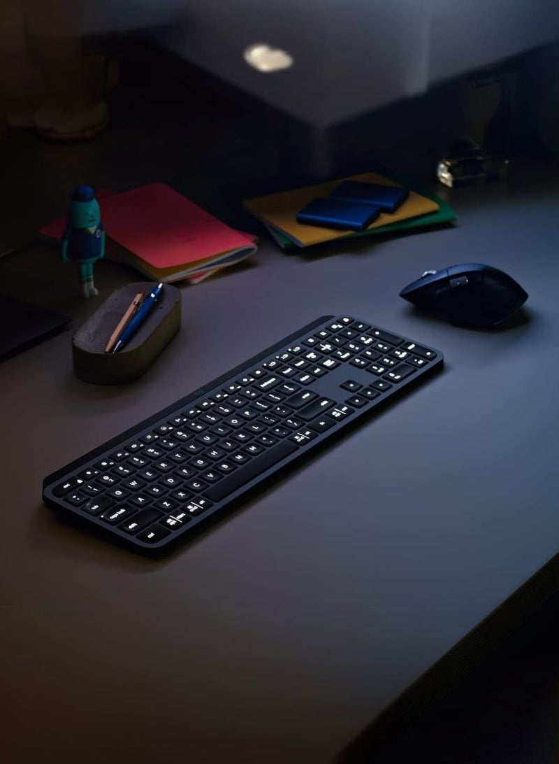 Logitech - MX Keys Combo for Business | Gen 2, Full Size Wireless Keyboard and Wireless Mouse, with Keyboard Palm Rest, Bluetooth, Logi Bolt, Quiet Clicks, Windows/Mac/Chrome/Linux - (English Arabic layout) Graphite - Image 1