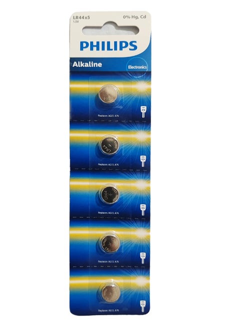 5 Pcs Alkaline LR44 Battery Silver