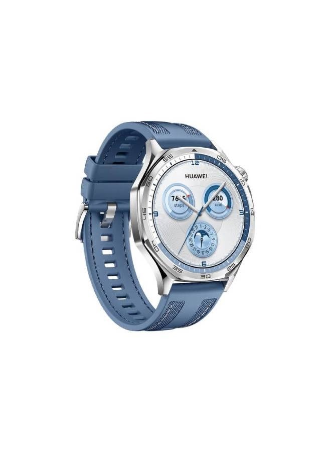 HUAWEI - WATCH GT5 46mm Smartwatch, up to 14 Days Battery Life, All-new Running and Cycling Sports Sharp-Edged Design, Health Tracking, Compatible with iOS and Android (with Freebuds SE2) Blue - Image 1