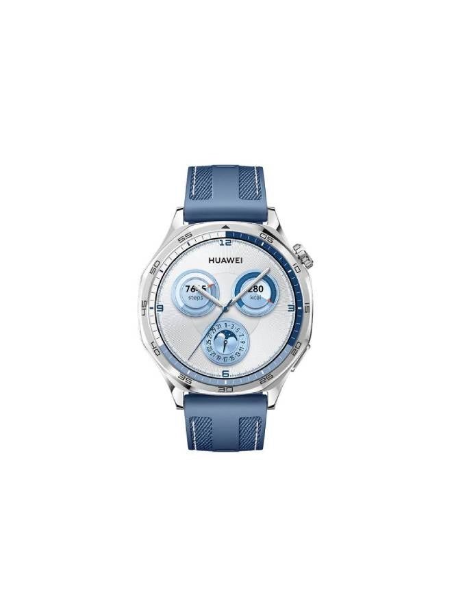 HUAWEI - WATCH GT5 46mm Smartwatch, up to 14 Days Battery Life, All-new Running and Cycling Sports Sharp-Edged Design, Health Tracking, Compatible with iOS and Android (with Freebuds SE2) Blue - Image 1