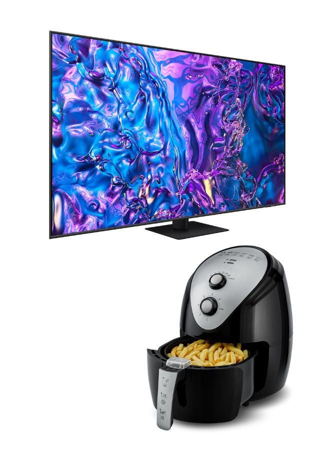 Samsung - 55-Inch QLED 4K Q70D Tizen OS Smart TV with 4K AI Upscaling, Quantum Dot, AirSlim Design With 3.5L Air Fryer 1500W, 80-200°C Cooking Range, Rapid Air Convection 55Q70D+AIR-FRYER Grey - Image 1