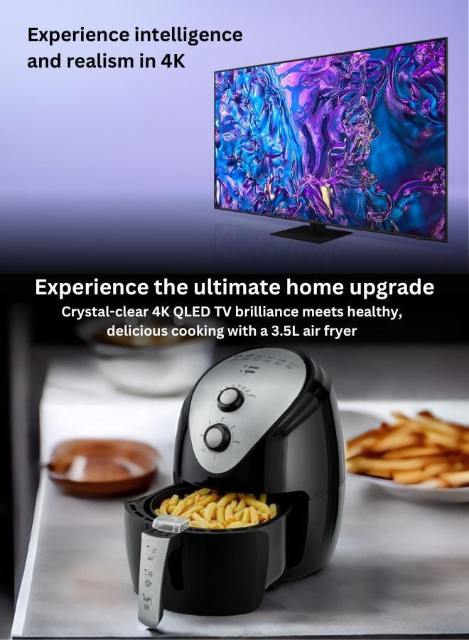 Samsung - 55-Inch QLED 4K Q70D Tizen OS Smart TV with 4K AI Upscaling, Quantum Dot, AirSlim Design With 3.5L Air Fryer 1500W, 80-200°C Cooking Range, Rapid Air Convection 55Q70D+AIR-FRYER Grey - Image 1