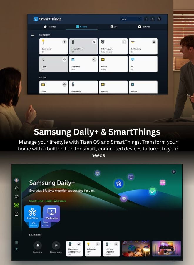 Samsung - 55-Inch QLED 4K Q70D Tizen OS Smart TV with 4K AI Upscaling, Quantum Dot, AirSlim Design With 3.5L Air Fryer 1500W, 80-200°C Cooking Range, Rapid Air Convection 55Q70D+AIR-FRYER Grey - Image 1