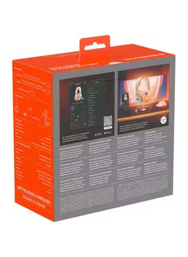 steelseries - Arctis Nova 5 Wireless Gaming Headset, 40mm Neodymium Drivers, ClearCast Gen 2.x Retractable Boom Mic, 360° Spatial Audio, Quick-Switch Wireless (2.4GHz/Bluetooth), 50/60 Hours Battery Life, RGB Lighting, ChatMix (PC), Cross-Platform Compatibility (PC, PS5, Switch, Mobile, Steam Deck, Oculus Quest 2), Sonar Software Suite, Mute & Volume Dial Control, White | 61671 - Image 1
