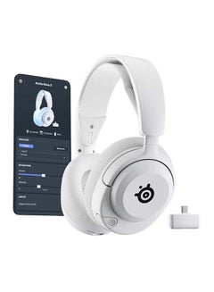 steelseries Arctis Nova 5P Wireless Gaming Headset, 40mm Neodymium Drivers, ClearCast Gen 2.X Mic (Bidirectional Noise Cancelling), Retractable Boom, 360° Spatial Audio (PC & PS5), Quick-Switch Wireless & Bluetooth, RGB, 50hrs 2.4GHz Wireless / 60hrs Bluetooth, White | 61674  - Image 5