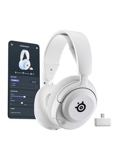 Arctis Nova 5X Wireless Gaming Headset - 40mm Neodymium Drivers, 360° Spatial Audio, ClearCast Gen 2.X Microphone (Bidirectional Noise Cancelling), 50/60 Hours Battery Life, USB-C Fast Charge, RGB Lighting, ChatMix for PC, 2.4GHz Wireless & Bluetooth Connectivity, Supports Xbox, PlayStation, PC, Mac, Mobile & Handheld Devices, White | 61677 - pnsku/N70116765V/45/_/1728017672/bf951a5a-7888-4def-9b0a-6923c264bc78