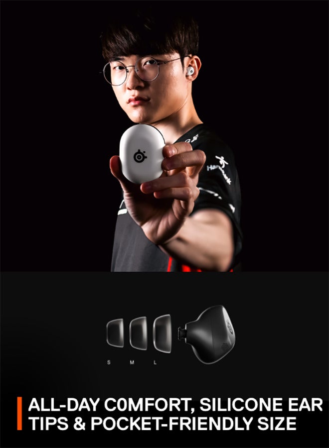 steelseries - Arctis GameBuds True Wireless Noise Cancelling Gaming Earbuds for PS5, PS4, PC, Switch - White - Image 1