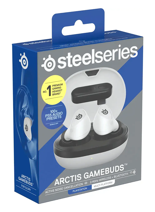 steelseries - Arctis GameBuds True Wireless Noise Cancelling Gaming Earbuds for PS5, PS4, PC, Switch - White - Image 1