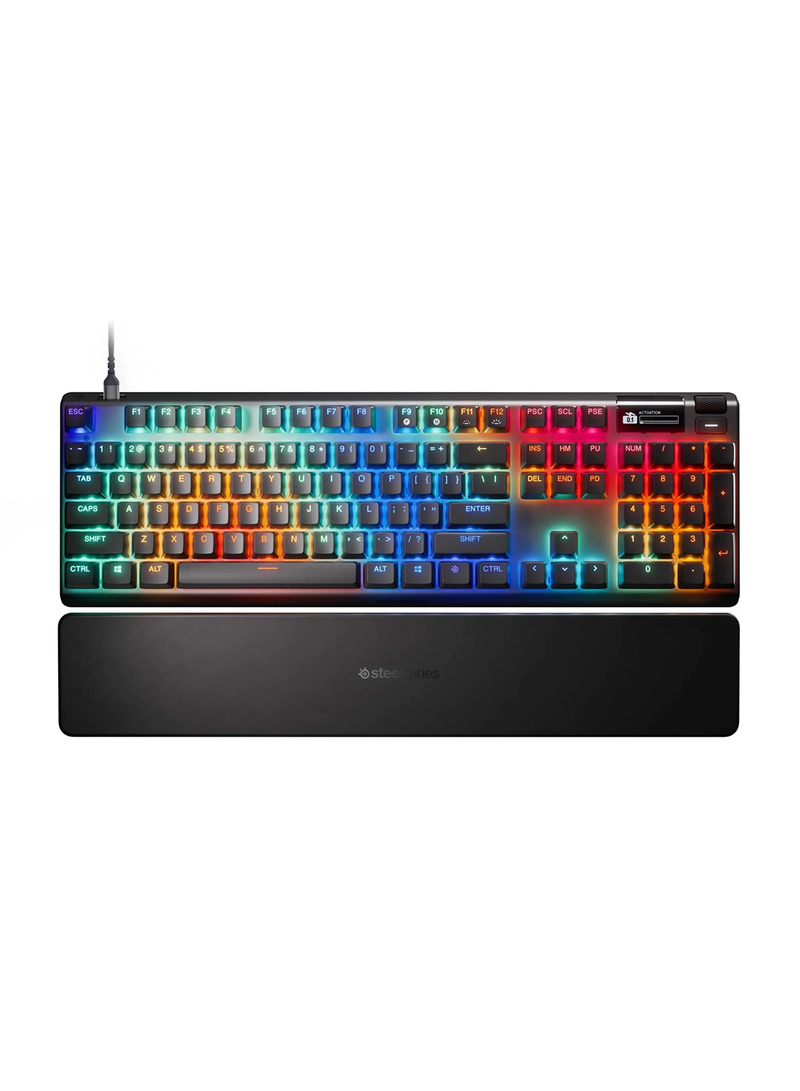 steelseries - Apex Pro Gen 3 Full Size Mechanical Gaming Keyboard, OmniPoint 3.0 Adjustable HyperMagnetic Switches, Double Shot PBT Keycaps, US English Layout, Wired Connectivity, Black | 64660 - Image 1