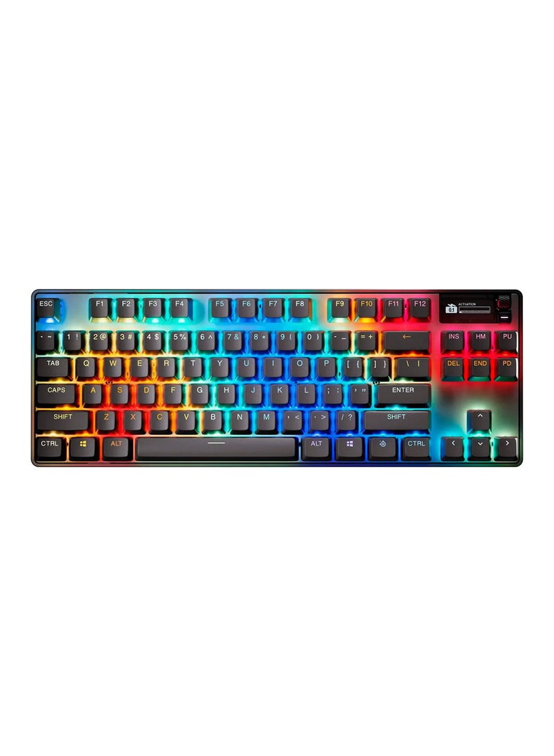 ستيل سيريز - Apex Pro TKL Gen 3 Wireless Mechanical Gaming Keyboard, OmniPoint 3.0 Adjustable HyperMagnetic Switches, 0.7ms Response Time, Double-Shot PBT Keycaps, 37.5 hrs Battery Life (Wireless), 5 Custom Profiles, Per-Key RGB Lighting, OLED Smart Display, US English Layout, Wireless & Bluetooth Connectivity, Black | 64871 - Image 1