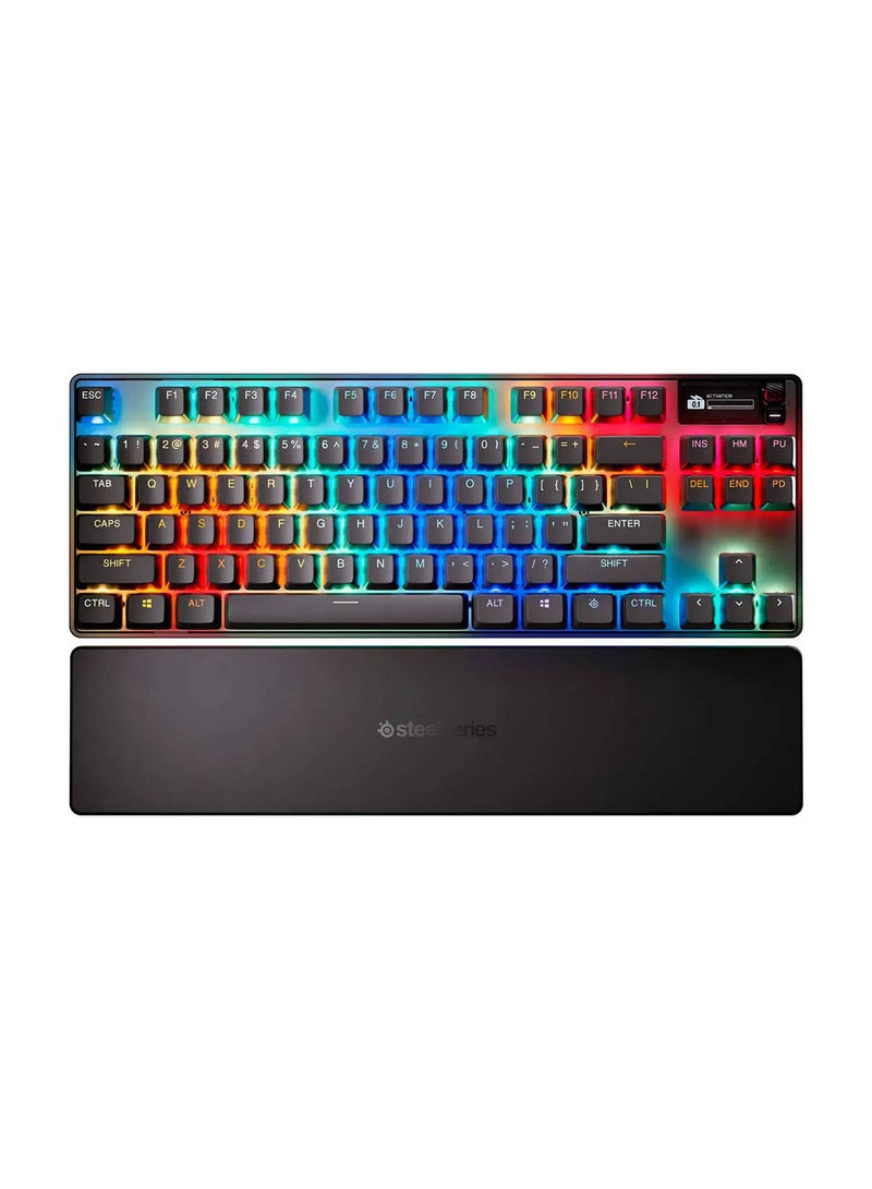 ستيل سيريز - Apex Pro TKL Gen 3 Wireless Mechanical Gaming Keyboard, OmniPoint 3.0 Adjustable HyperMagnetic Switches, 0.7ms Response Time, Double-Shot PBT Keycaps, 37.5 hrs Battery Life (Wireless), 5 Custom Profiles, Per-Key RGB Lighting, OLED Smart Display, US English Layout, Wireless & Bluetooth Connectivity, Black | 64871 - Image 1