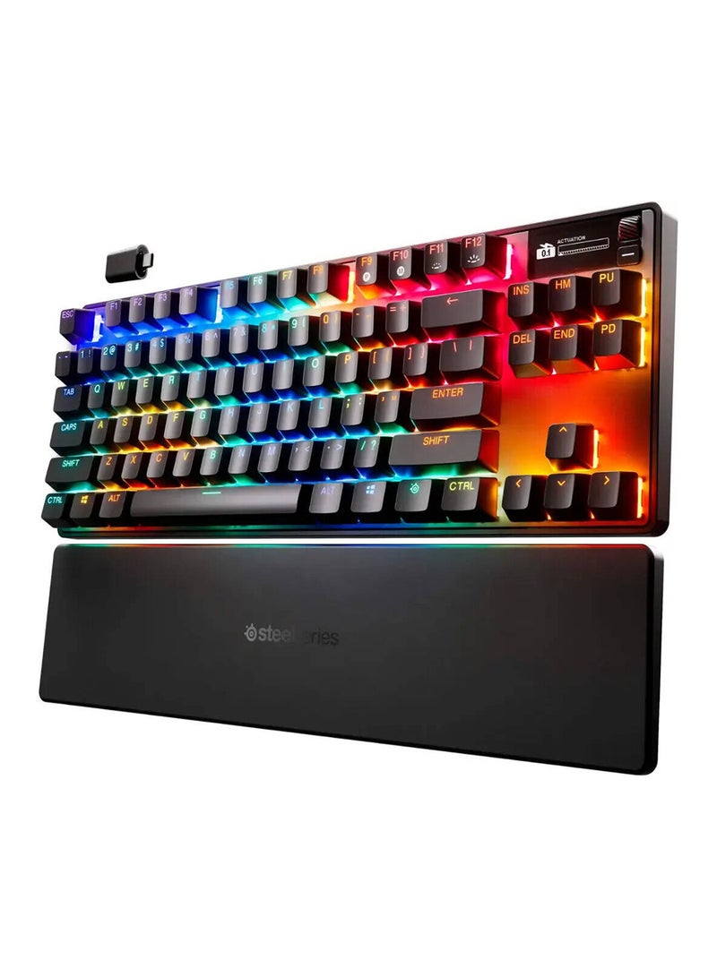 ستيل سيريز - Apex Pro TKL Gen 3 Wireless Mechanical Gaming Keyboard, OmniPoint 3.0 Adjustable HyperMagnetic Switches, 0.7ms Response Time, Double-Shot PBT Keycaps, 37.5 hrs Battery Life (Wireless), 5 Custom Profiles, Per-Key RGB Lighting, OLED Smart Display, US English Layout, Wireless & Bluetooth Connectivity, Black | 64871 - Image 1