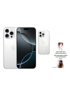 iPhone 16 Pro Max 256GB White Titanium 5G With FaceTime - Middle East Version With Magsafe Clear Case And Assured Voucher Buyback Worth SR150