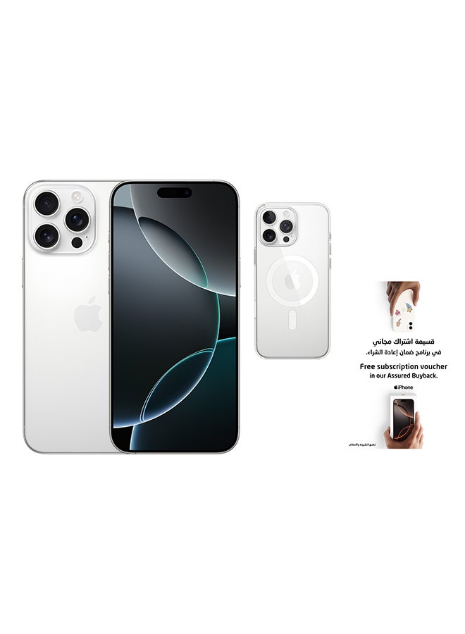 Apple - iPhone 16 Pro Max 256GB White Titanium 5G With FaceTime - Middle East Version With Magsafe Clear Case And Assured Voucher Buyback Worth SR150 - Image 1