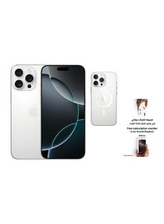 iPhone 16 Pro Max 512GB White Titanium 5G With FaceTime - Middle East Version With Magsafe Clear Case And Assured Voucher Buyback Worth SR150