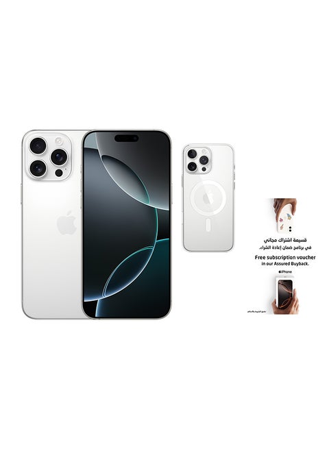 iPhone 16 Pro Max 512GB White Titanium 5G With FaceTime - Middle East Version With Magsafe Clear Case And Assured Voucher Buyback Worth SR150