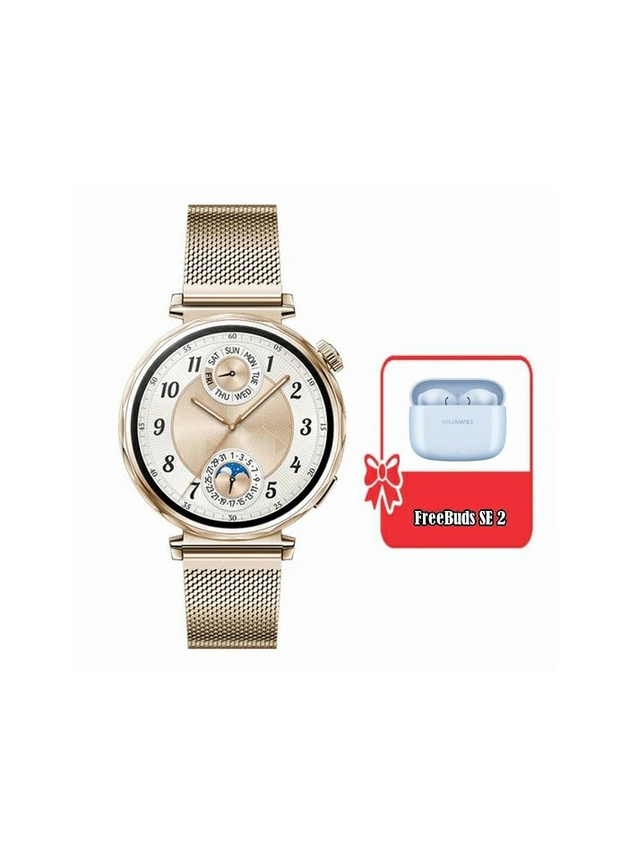 HUAWEI WATCH GT5 41mm Smartwatch, up to 14 Days Battery Life, All-new Running and Cycling Sports Sharp-Edged Design, Health Tracking, Compatible with iOS and Android (with Freebuds SE 2) GOLD - Image 1