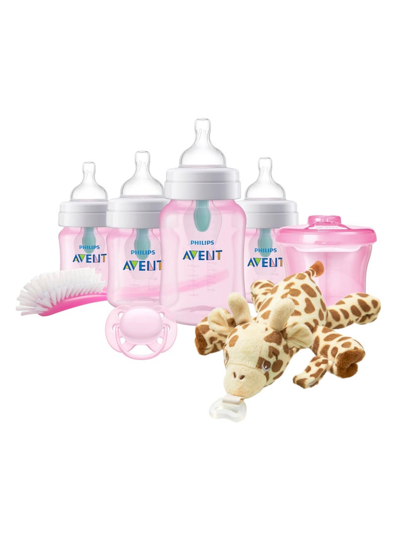 فيليبس أفنت Anti-Colic Baby Bottle with AirFree Newborn Gift Set with Snuggle, Pink  - Image 1
